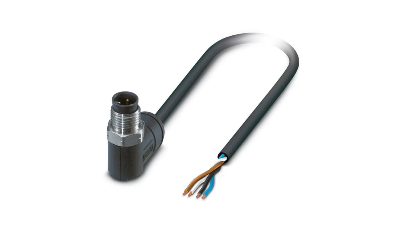 Cable de conexión Phoenix Contact, con. A M12 Macho, 4 polos, cod.: A, long. 5m, 250 V, 4 A, IP65, IP67, IP68, IP69K