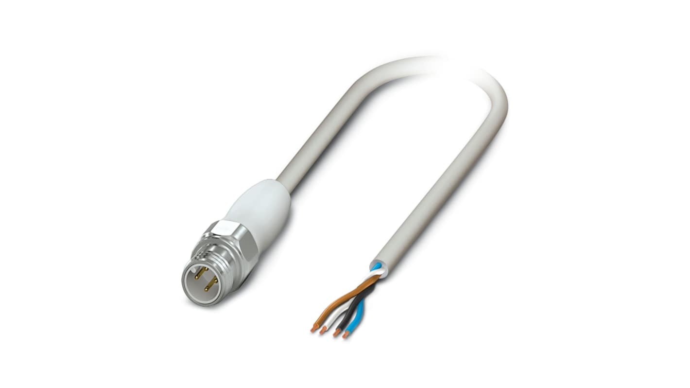 Cable de conexión Phoenix Contact, con. A M12 Macho, 4 polos, cod.: A, long. 10m, 250 V, 4 A, IP65, IP67, IP68, IP69K