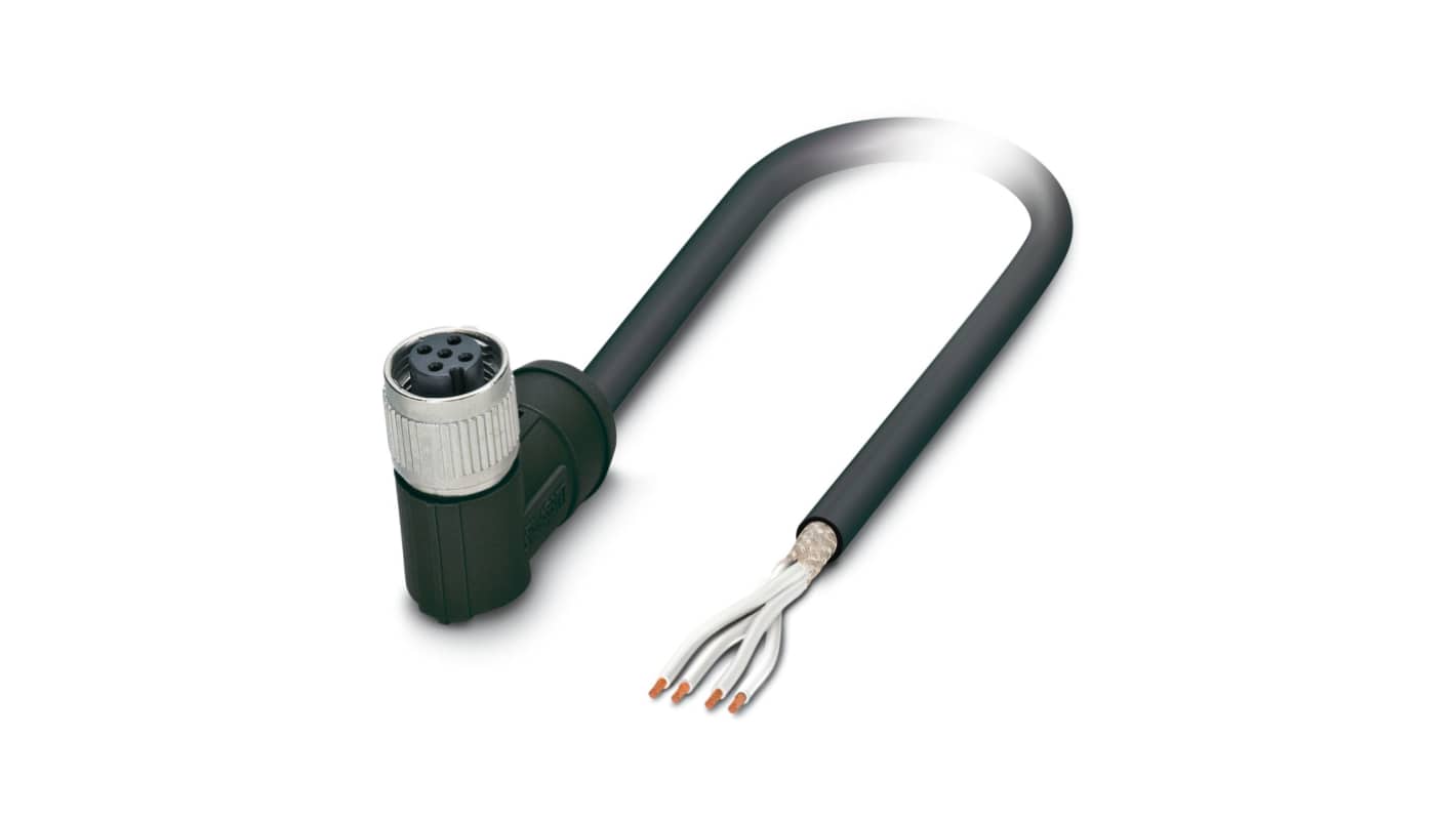 Cable de conexión Phoenix Contact, con. A M12 Hembra, 4 polos, con. B Sin terminación, 4 polos, cod.: A, long. 5m, 4