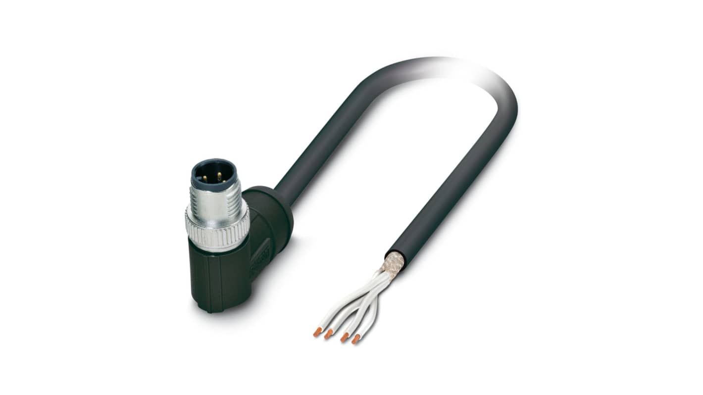 Cable de conexión Phoenix Contact, con. A M12 Macho, 4 polos, con. B Sin terminación, 4 polos, cod.: A, long. 5m, 4 A,