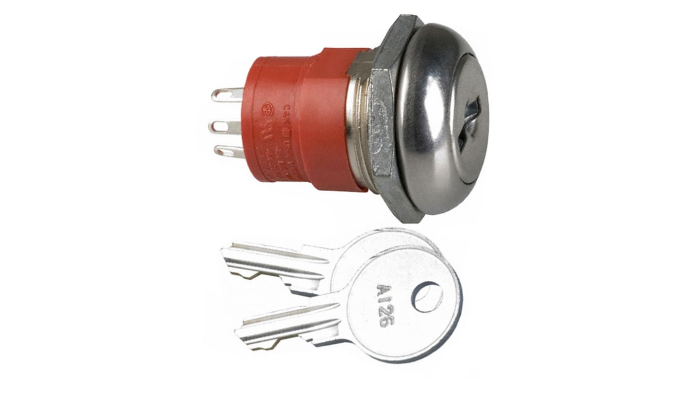 C & K Key Switch, SPST, 4 A 2-Way Flat-Key