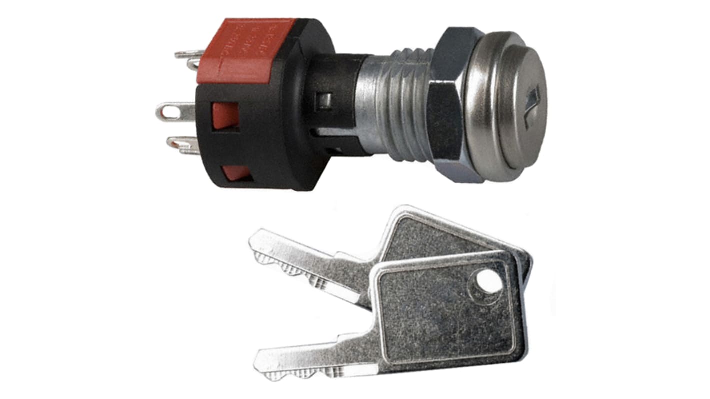C & K Key Switch, DPST, 4 A 1-Way Flat-Key