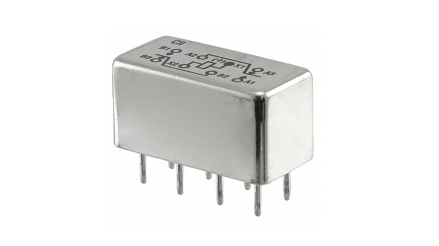 TE Connectivity PCB Mount Signal Relay, 26.5V dc Coil, 2A Switching Current, DPDT
