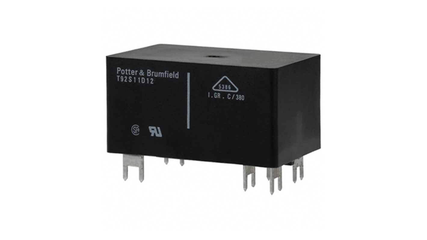 TE Connectivity PCB Mount Power Relay, 12V dc Coil, 30A Switching Current, DPDT