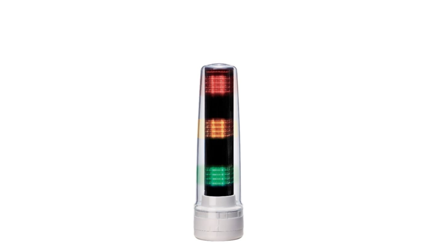 Rs-Online Torretta di segnalazione Patlite 24 V c.c. LED 3 elementi lenti Trasparente