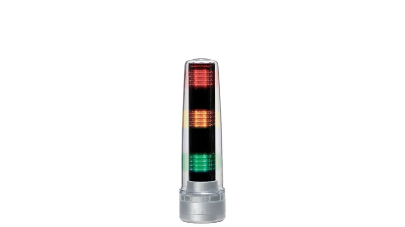Rs-Online Torretta di segnalazione Patlite 24 V c.c. LED 3 elementi lenti Trasparente