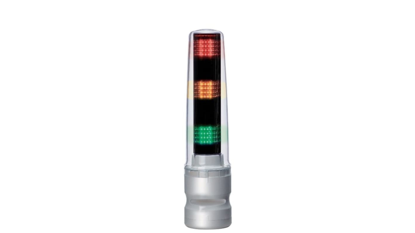 Rs-Online Torretta di segnalazione Patlite 24 V c.c. LED 3 elementi lenti Trasparente con Cicalino