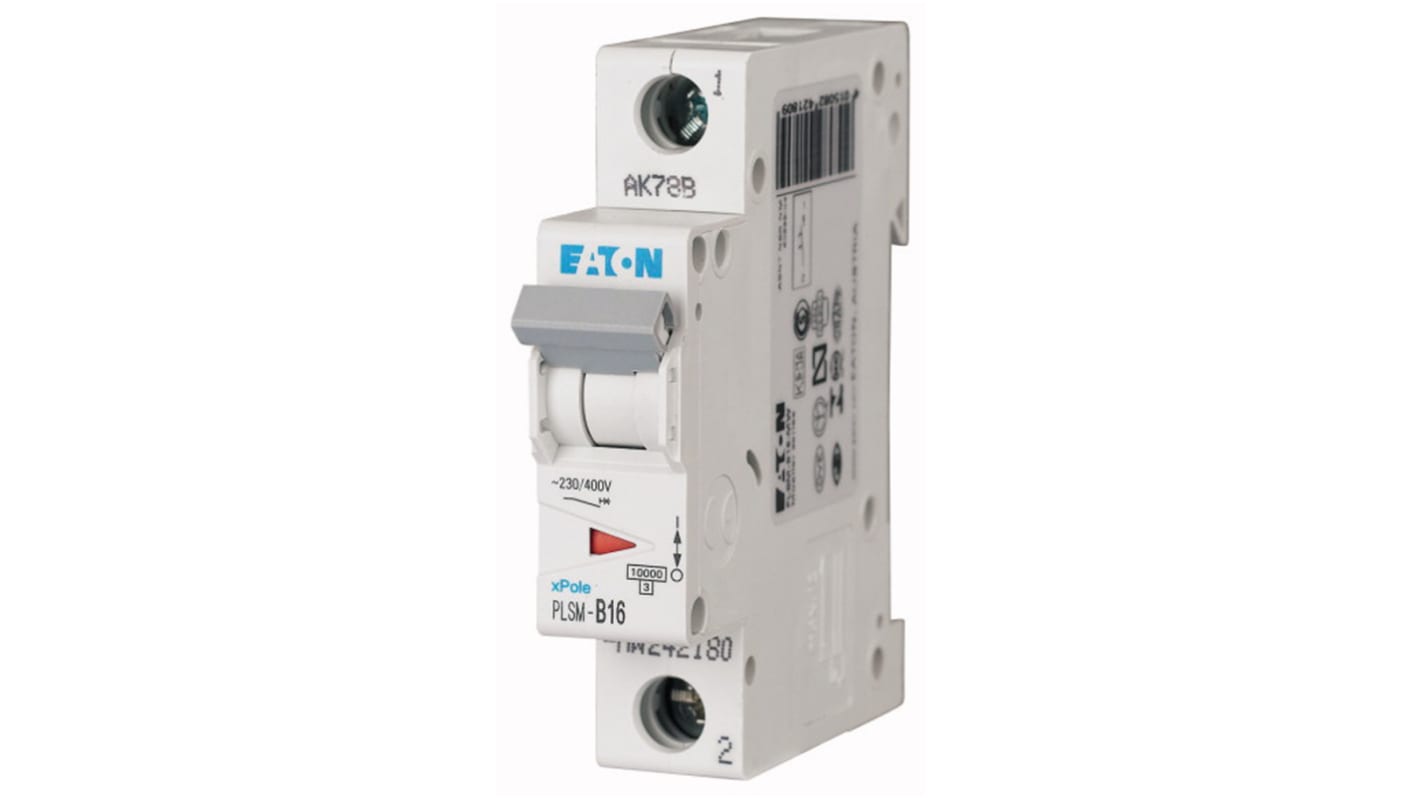 Eaton B型MCB, 1极, 10 kA分断, 16A, 48VDC