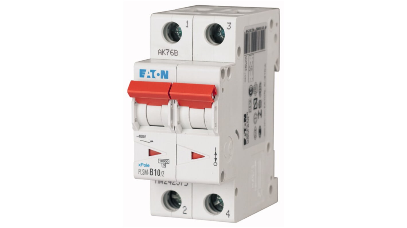 Eaton Eaton Moeller MCB Leitungsschutzschalter Typ C, 2-polig 10A, Abschaltvermögen 10 kA xPole DIN-Schienen-Montage