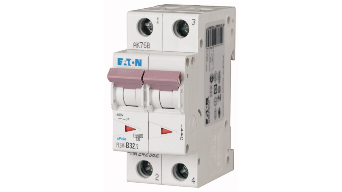 Eaton xPole MCB, 2P, 32A Curve C, 48V DC, 10 kA Breaking Capacity