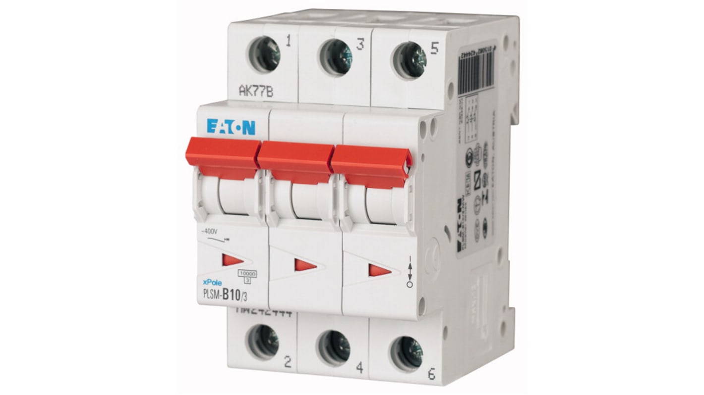 Interruttore magnetotermico Eaton, 3P 10A 10 kA, Tipo C