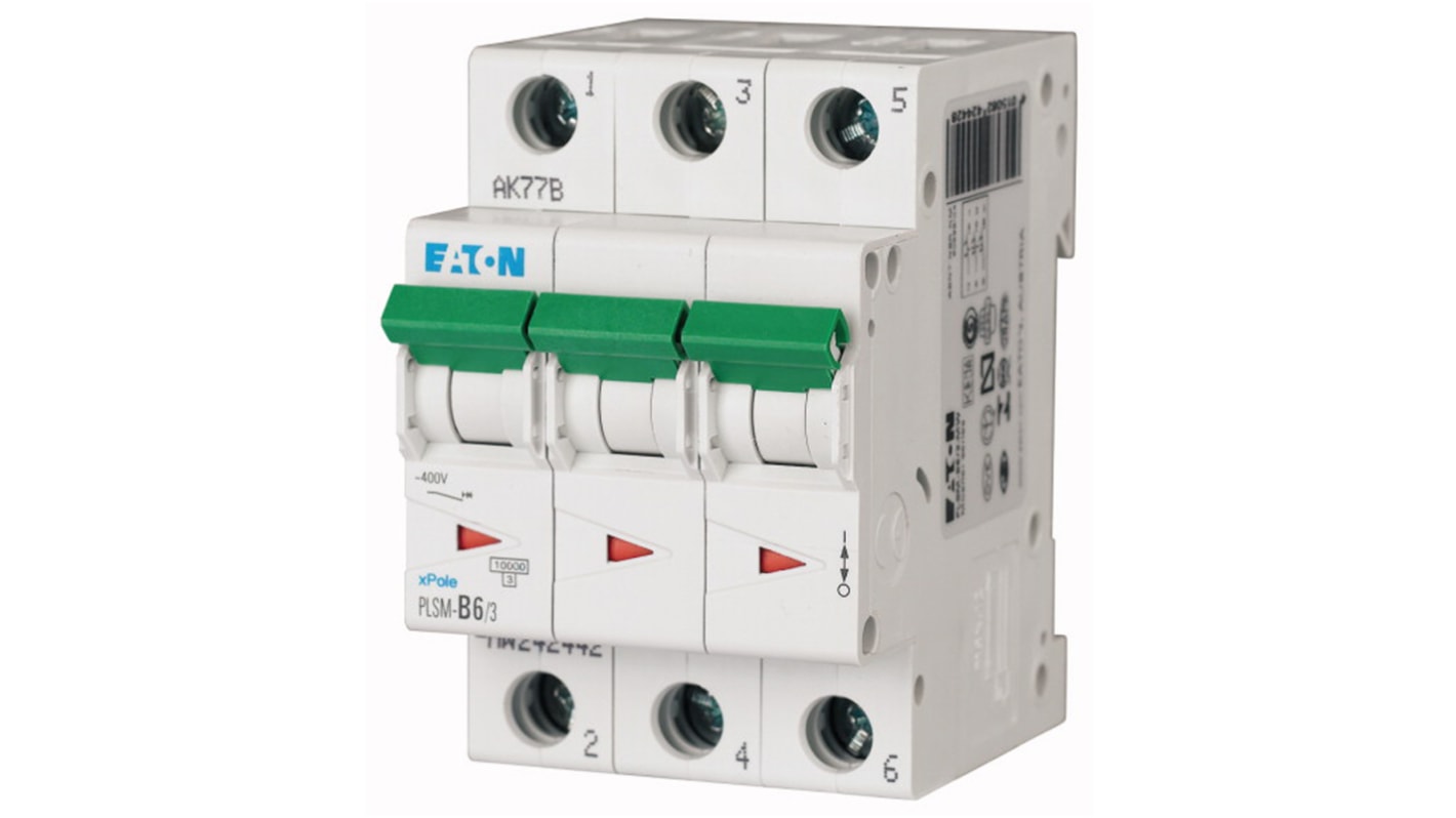 Interruttore magnetotermico Eaton, 3P 6A 10 kA, Tipo C