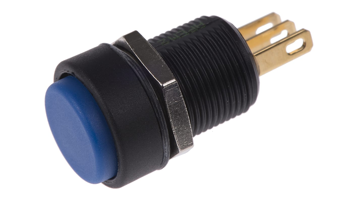 APEM Push Button Switch, Momentary, Panel Mount, 13.6mm Cutout, SPDT, 28V dc, IP67
