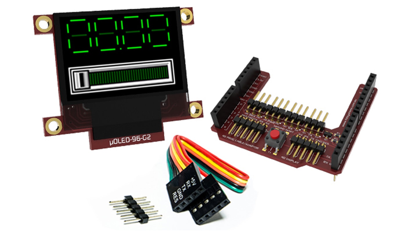 4D Systems Arduino互換ディスプレイ, 0.96インチ, OLEDディスプレイ, 解像度：96 x 64ピクセル, uOLED-96G2-AR
