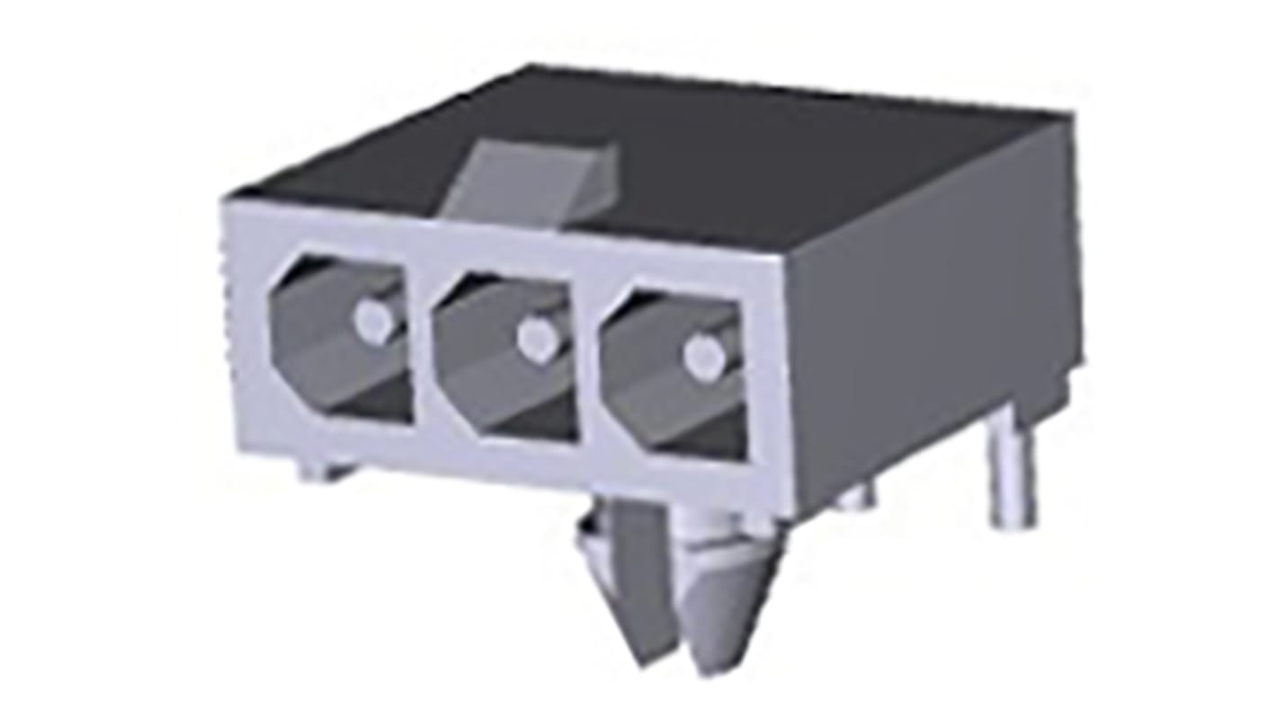 TE Connectivity Mini-Universal MATE-N-LOK Series Right Angle Through Hole PCB Header, 3 Contact(s), 4.14mm Pitch, 1