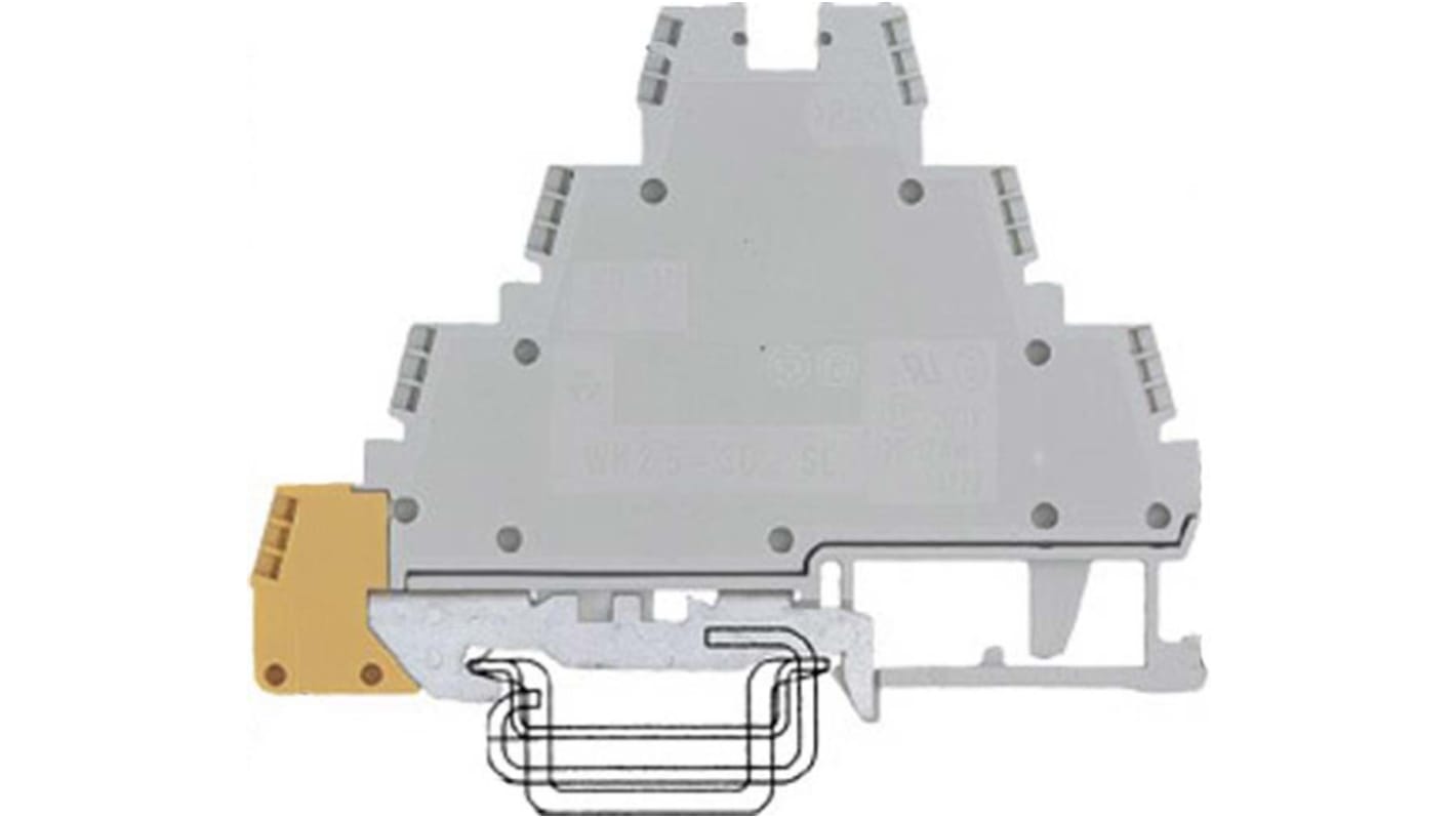 Morsetto per guida DIN senza fusibile Wieland, 7 vie, 22 → 12 AWG, Profilo a cappello