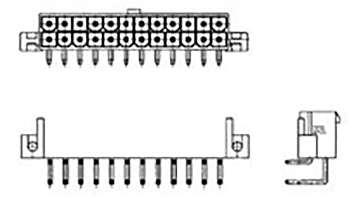 TE Connectivity VAL-U-LOK Series Right Angle Through Hole PCB Header, 14 Contact(s), 4.2mm Pitch, 2 Row(s), Shrouded
