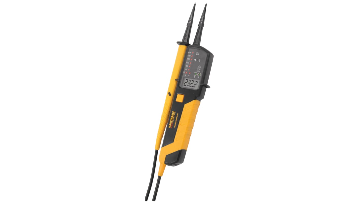 Martindale MARVT28, LCD Voltage tester, 690V ac/dc, Continuity Check, Battery Powered, CAT III 690V