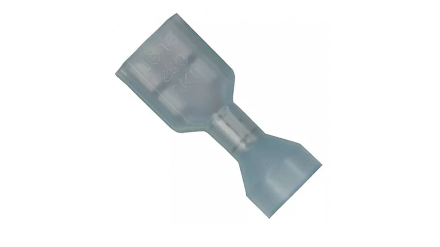 TE Connectivity Blue/Clear Insulated Female Spade Connector, Receptacle, 6.35 x 0.81mm Tab Size, 1.3mm² to 2mm²