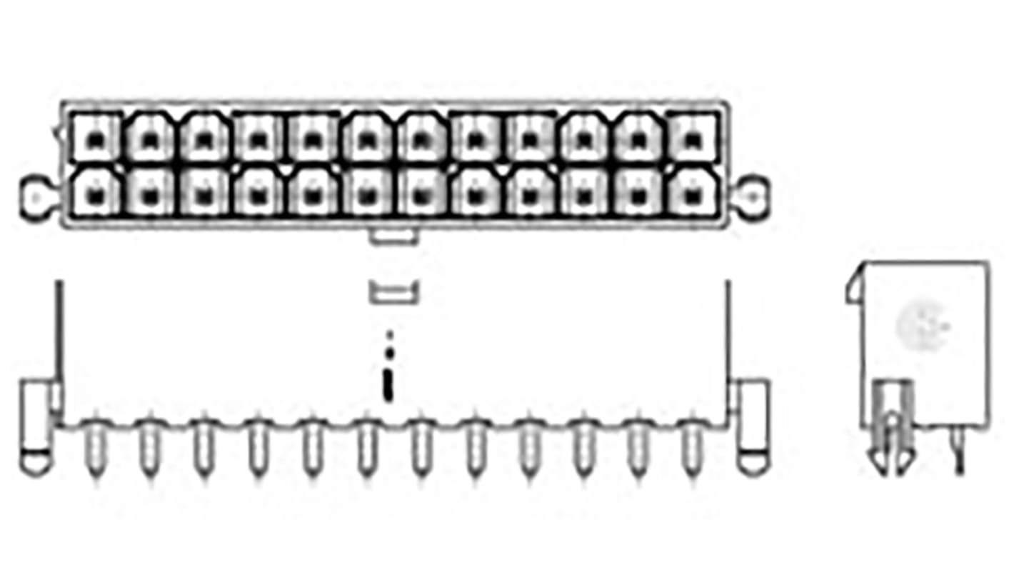 Conector macho para PCB TE Connectivity serie VAL-U-LOK de 24 vías, 2 filas, paso 4.2mm, para soldar, Montaje en