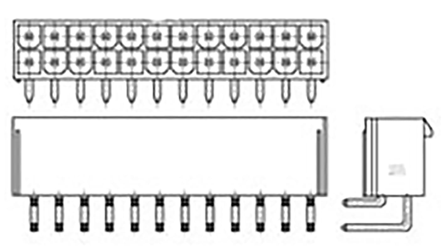 TE Connectivity VAL-U-LOK Series Right Angle Through Hole PCB Header, 24 Contact(s), 4.2mm Pitch, 2 Row(s), Shrouded