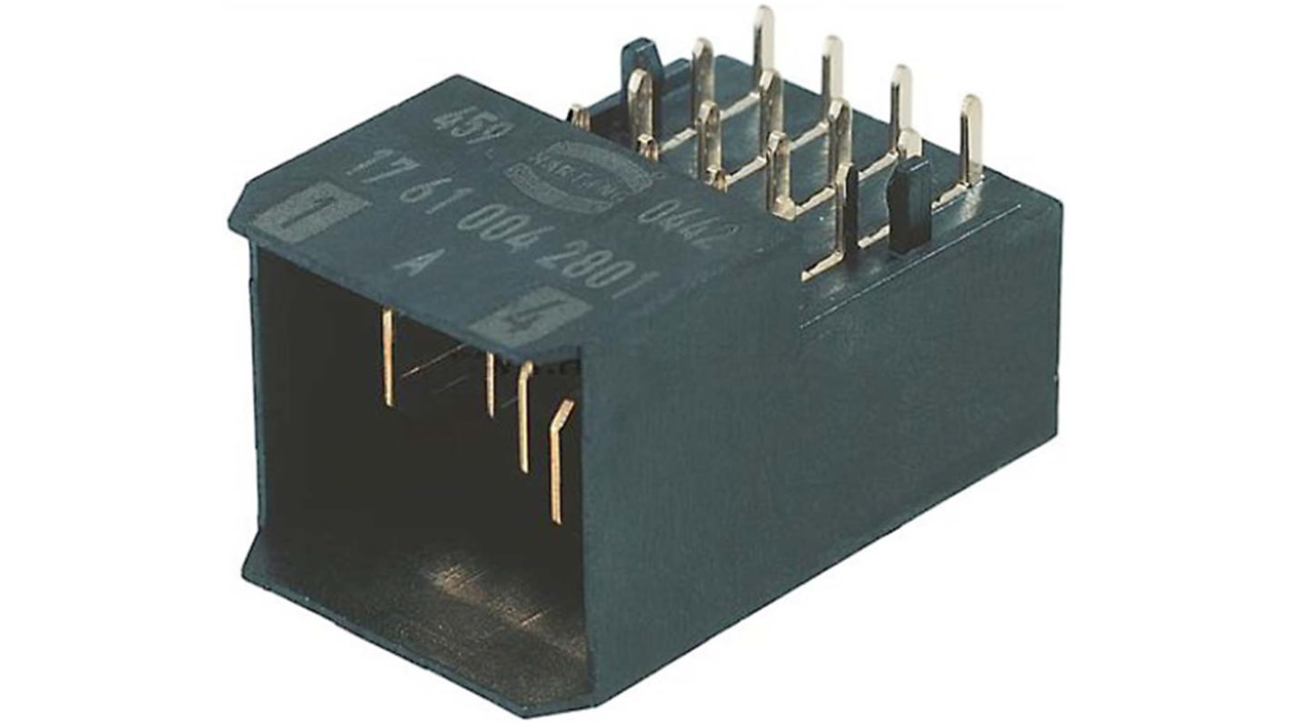 Harting, Har-Bus HM Power 3mm Pitch Hard Metric Backplane Connector, Male, Right Angle, 4 Row, 4 Way, 1761