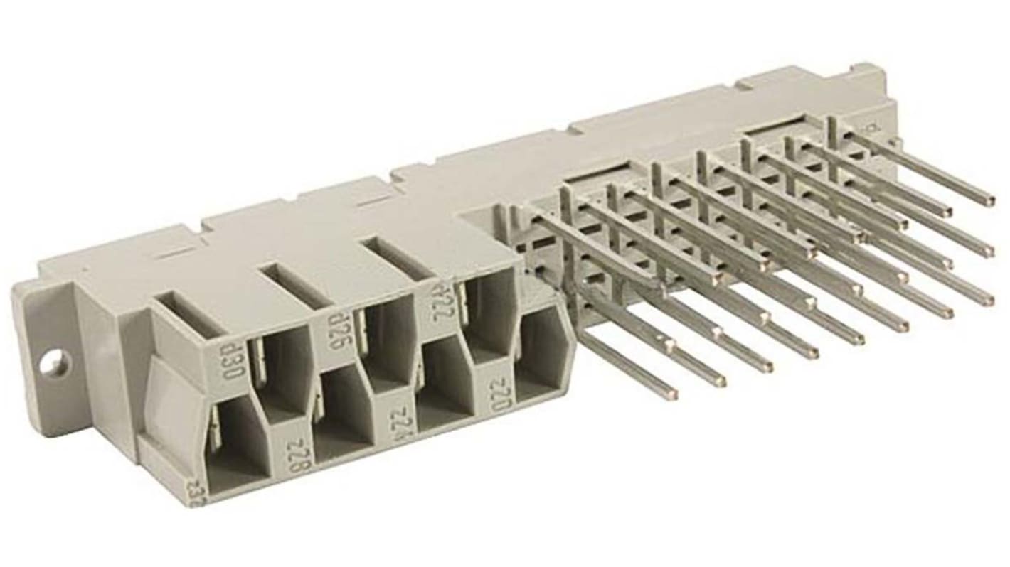 HARTING MH 24+7型DIN41612欧式连接器母座, 24 + 7针, 3行, 5.08 mm, 10.16 mm节距, 焊接端接, 直向, 09 06系列
