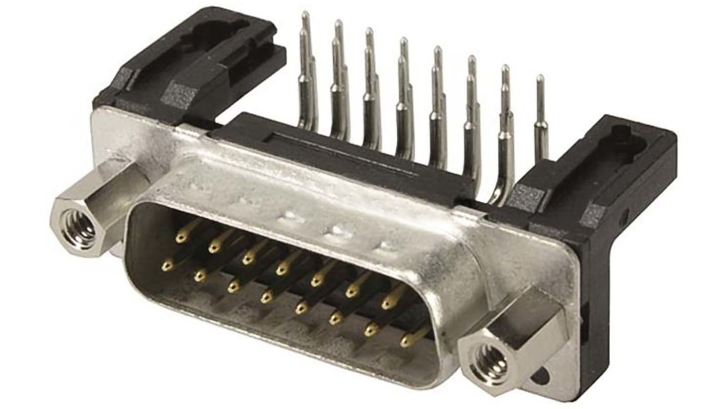 HARTING D-Sub Standard 37 Way Right Angle Through Hole D-sub Connector Plug, 2.76mm Pitch, with 4-40 UNC, Female Screw