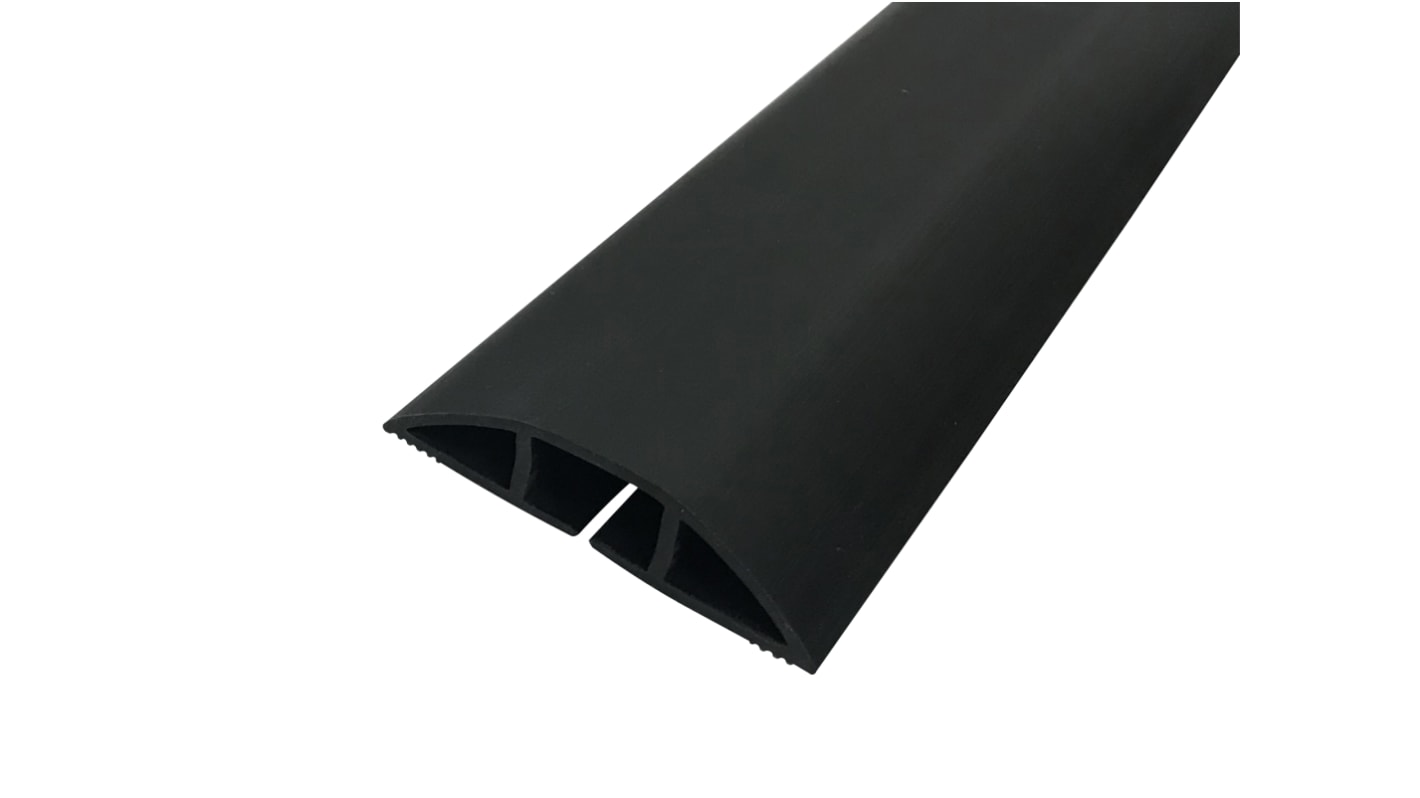 Pasacables de suelo, RS PRO, Negro 14.8 x 7.8mm, 1m x 14.8 x 7.8mm x 50,8 mm PVC