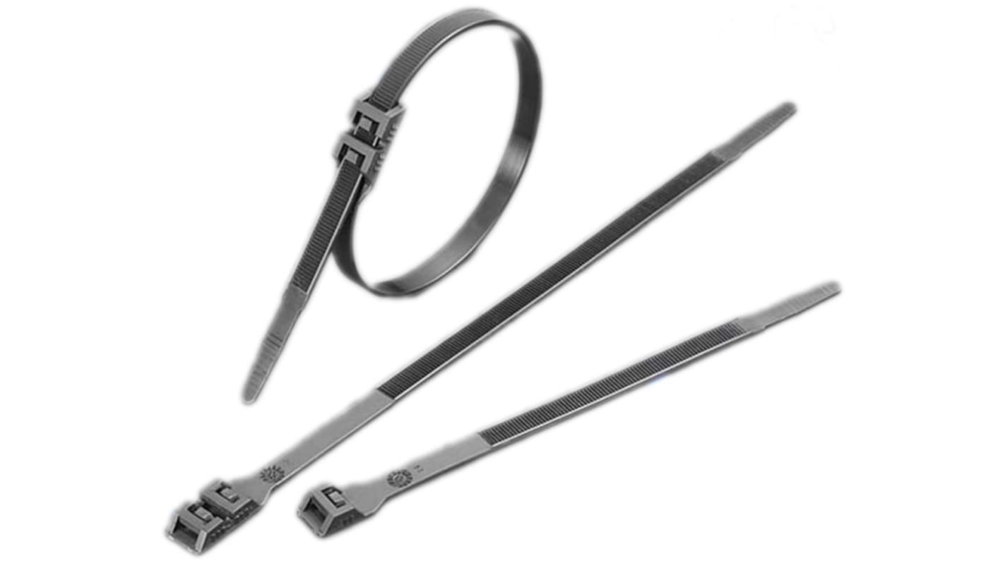 RS PRO 結束バンド, 610mm x 9mm, 黒, ナイロン 66, 100 個入り