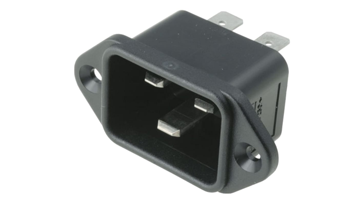 Conector IEC C20 macho Bulgin, Montaje en Panel, 250 V, 16A, con interruptor tripolar