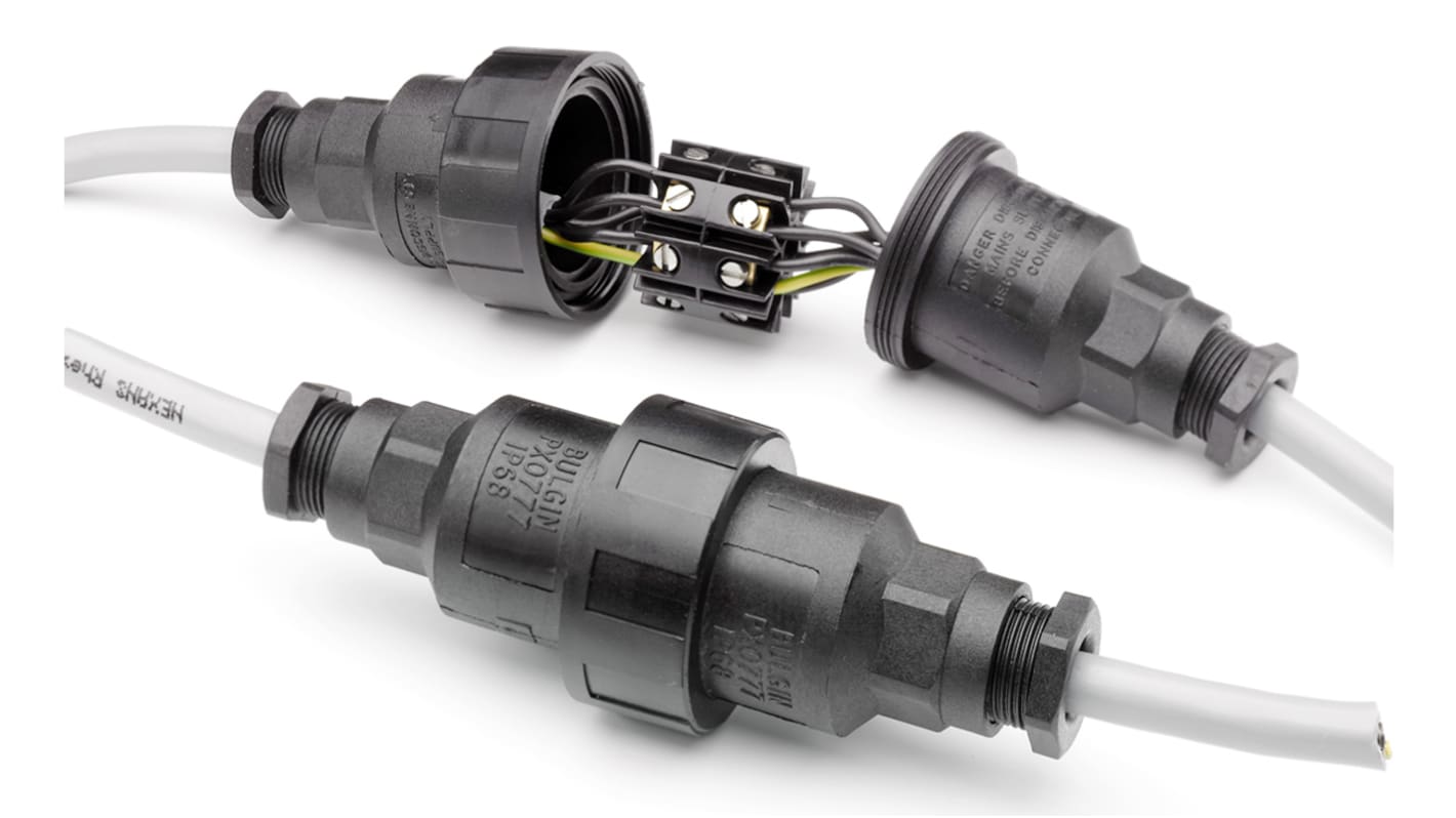 Bulgin 4P Pole IP68 Rating Sealed Inline Cable Joiner Rated At 10A