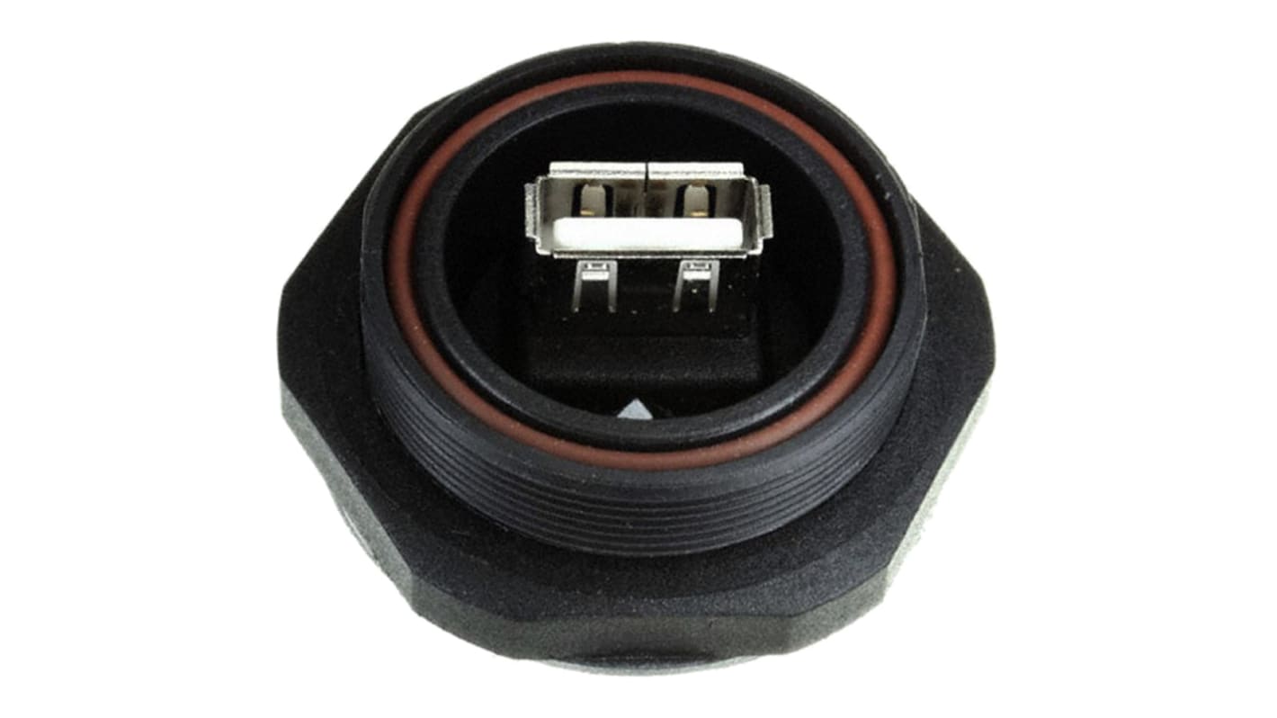 Conector USB Bulgin PX0848/A, Macho, , 1 puerto puertos, Recto IP68, Montaje en Panel, Versión 2.0, 30,0 V., 1.0A, USB