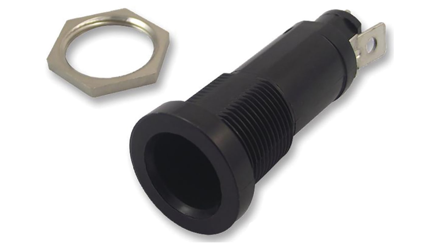 Schurter 10A Panel Mount Fuse Holder for 6.3 x 32, 5 x 20mm Fuse, 1P, 500V ac