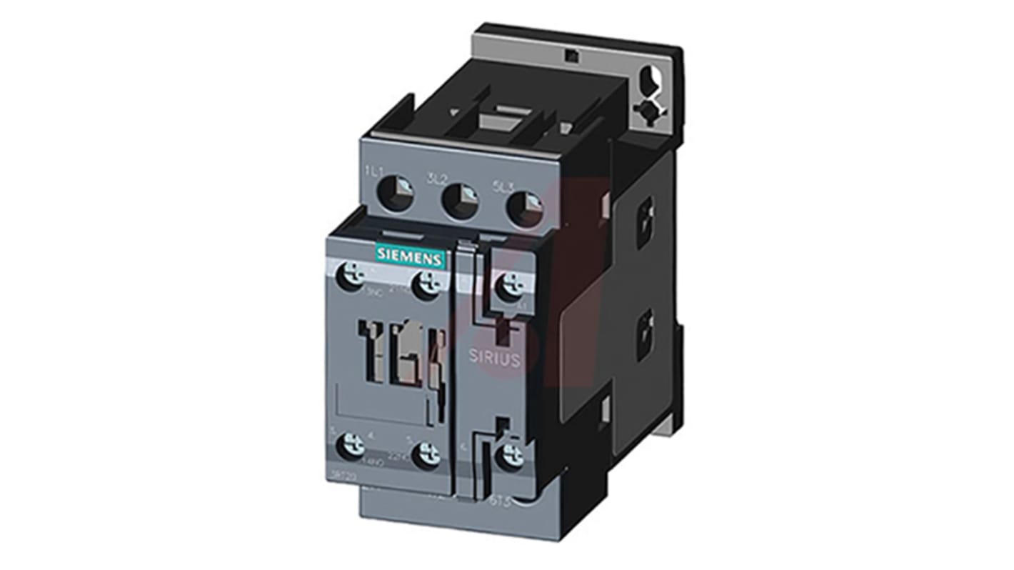 Contattore Siemens, serie 3RT2, 3 poli, 3 NA, 12 A, 5,5 kW, bobina 24 V c.a.