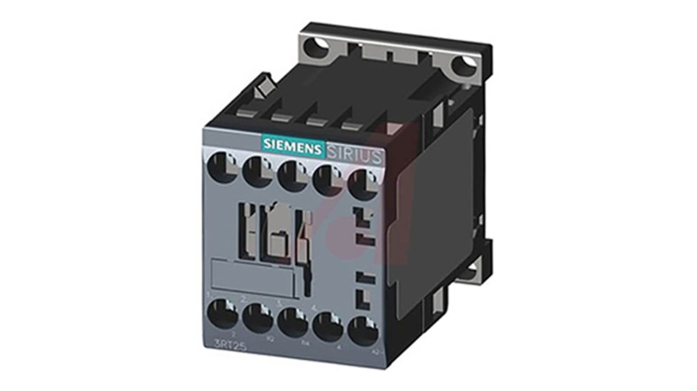 Contactor Siemens SIRIUS 3RT2 de 4 polos, 2 NA + 2 NC, 16 A, bobina 24 V dc, 7,5 kW