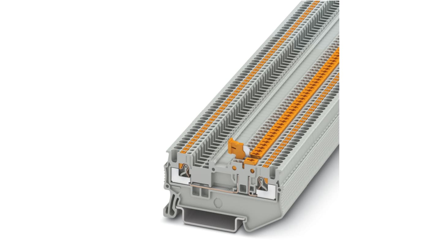 Phoenix Contact CLIPLINE PT Series Grey DIN Rail Terminal Block, Push In Termination