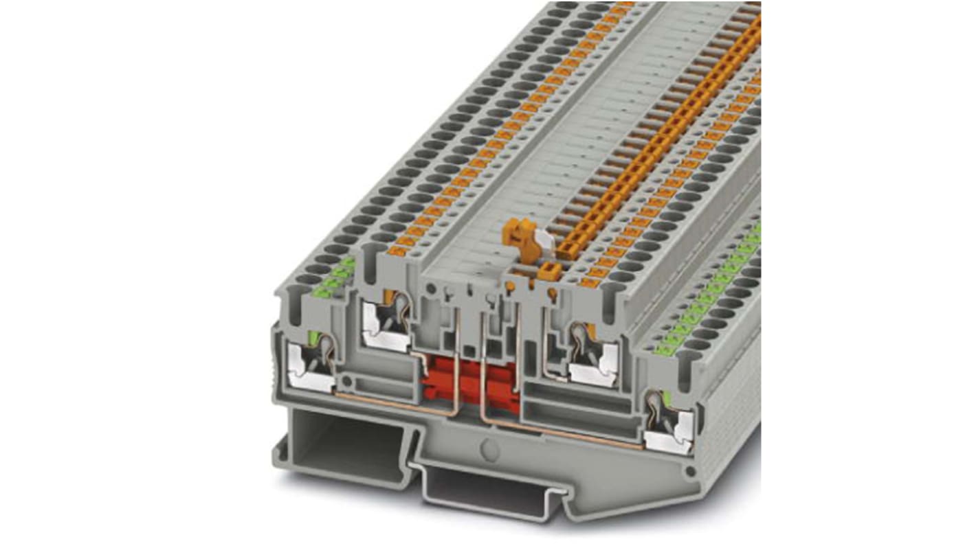 Phoenix Contact PTT 2.5-L/MT Series Grey DIN Rail Terminal Block, Push In Termination