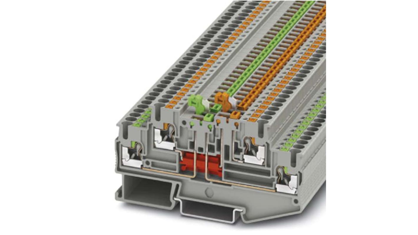 Phoenix Contact CLIPLINE PTT Series Grey Knife Disconnect Terminal Block, 2.5mm², 2-Level, Push In Termination