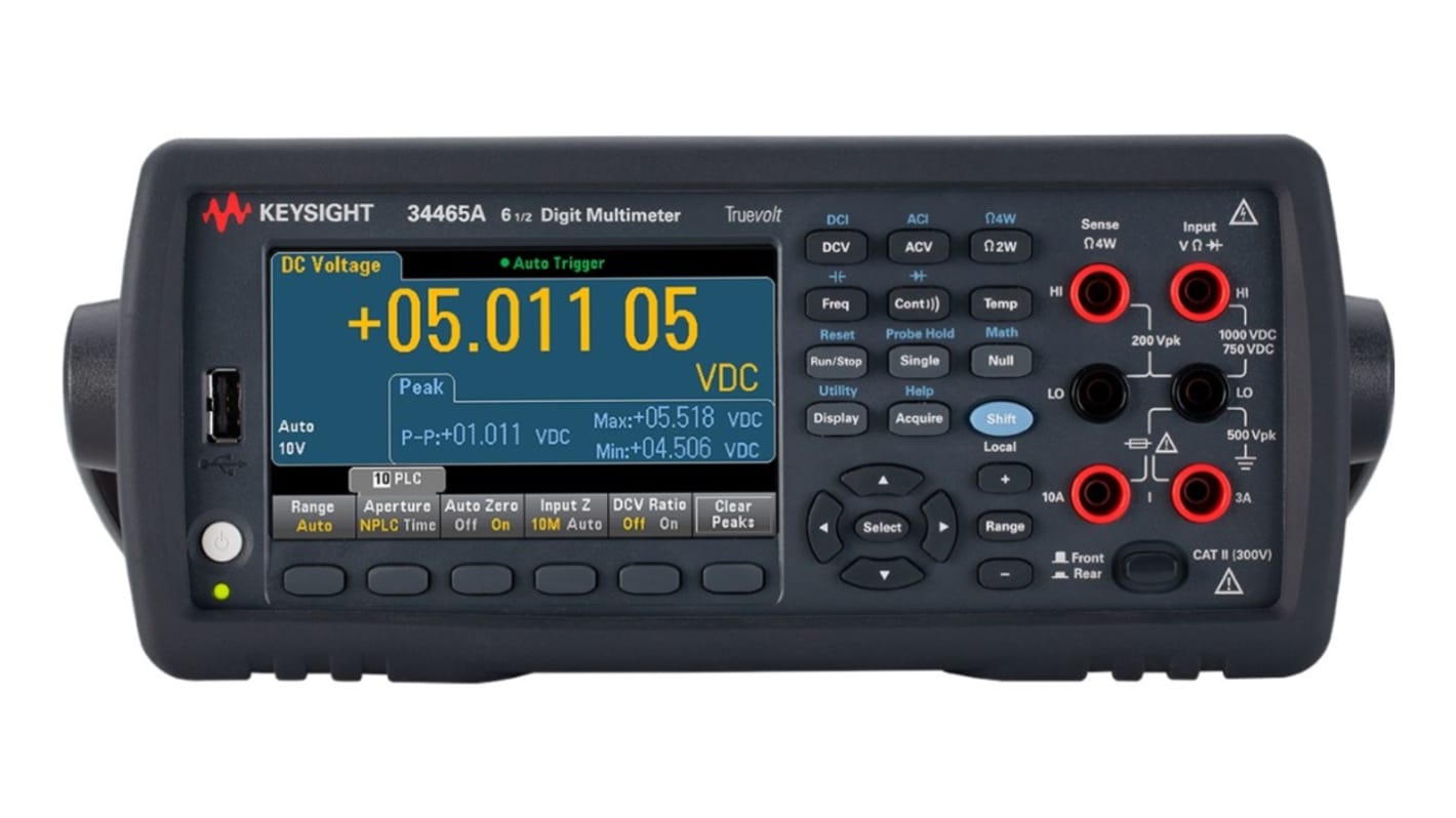 Keysight Technologies 34465A Bench Digital Multimeter, True RMS, 10A ac Max, 10A dc Max, 1000V ac Max - RS Calibrated