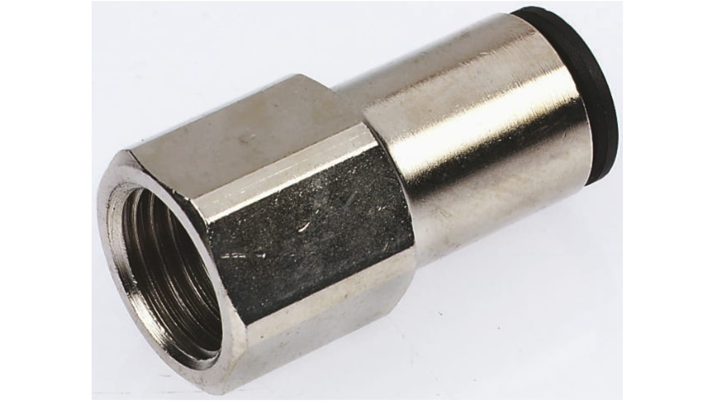 Legris LF3000 G3/8 Buchse x 8-mm-Steckanschluss Gerader Gewindeadapter, Gewinde-zu-Rohr, Messing vernickelt, G3/8