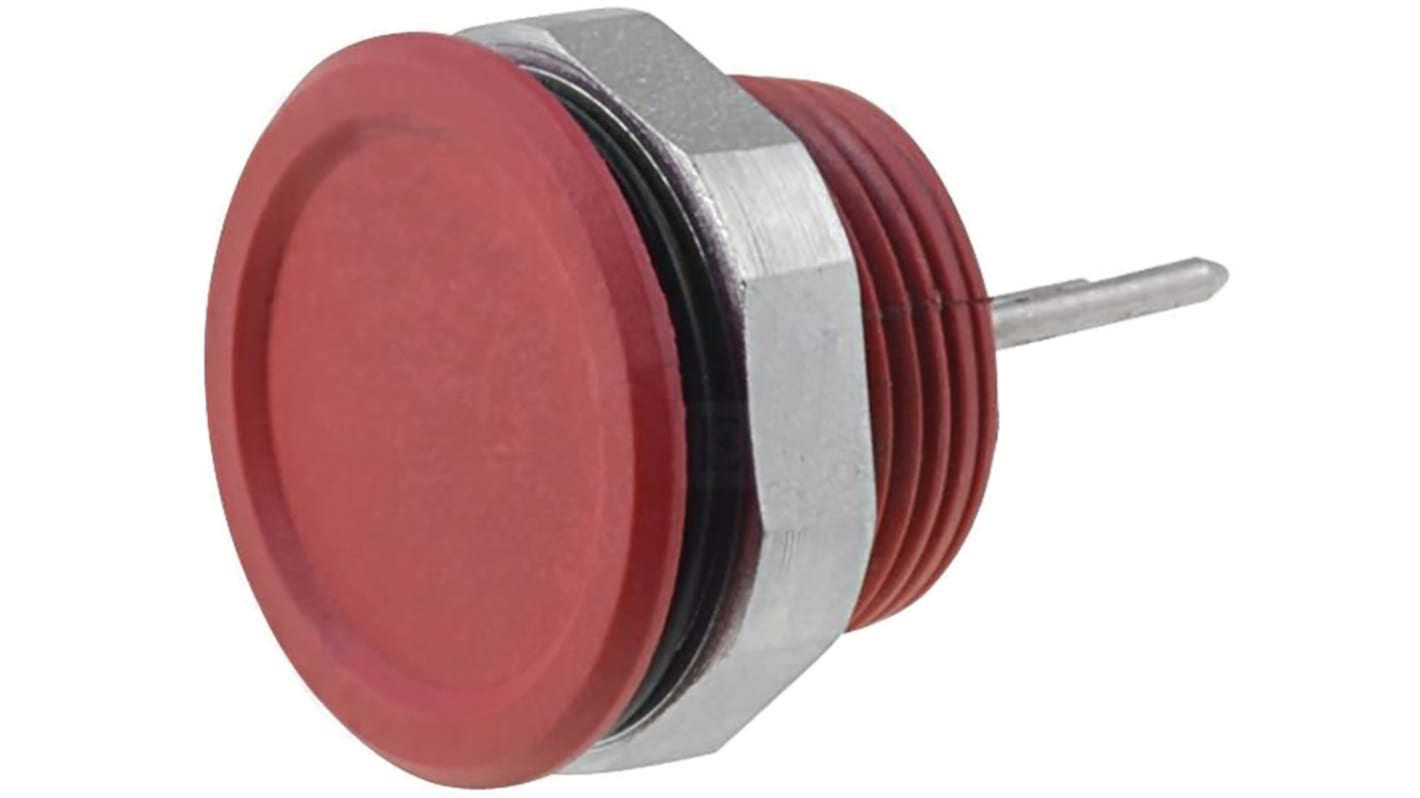 Schurter Push Button Switch, SPST-NO, Free Polarity, IP67, IP69K, Pc Pin, 100 mA, -40 → +85°C Red