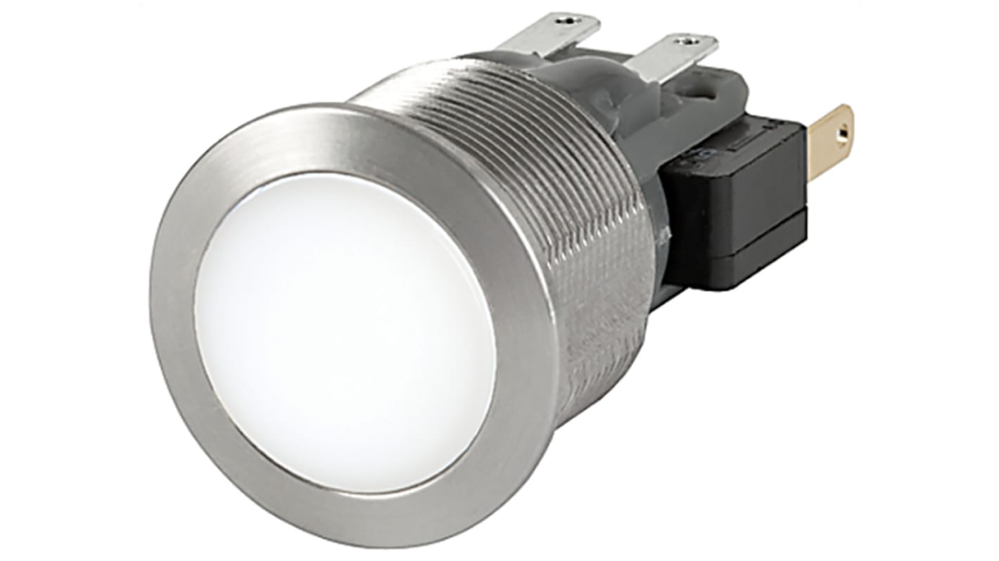 Schurter MSM 19 Series Push Button Switch, Momentary, Panel Mount, 19.1mm Cutout, SPDT, 250V ac, IP40 (Front Side