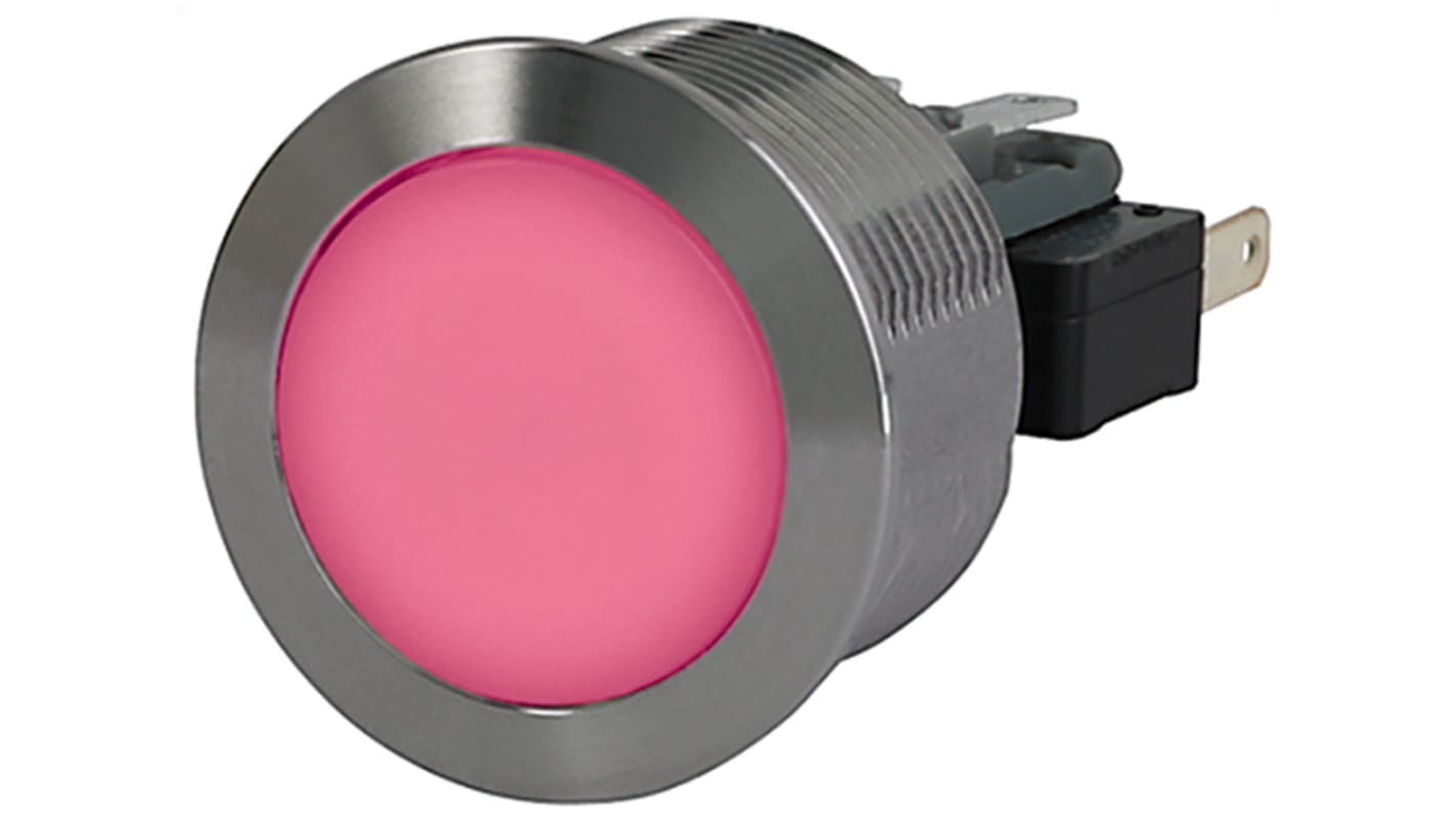 Schurter MSM 22 Series Illuminated Push Button Switch, Momentary, Panel Mount, 22.1mm Cutout, SPDT, Red LED, 30V dc,