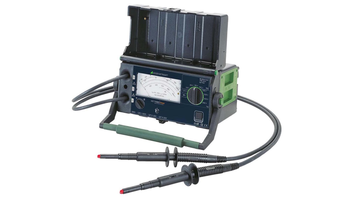 Gossen Metrawatt METRISO PRIME Insulation Tester, 100V Min, 5000V Max, 100GΩ Max, CAT II 1000V
