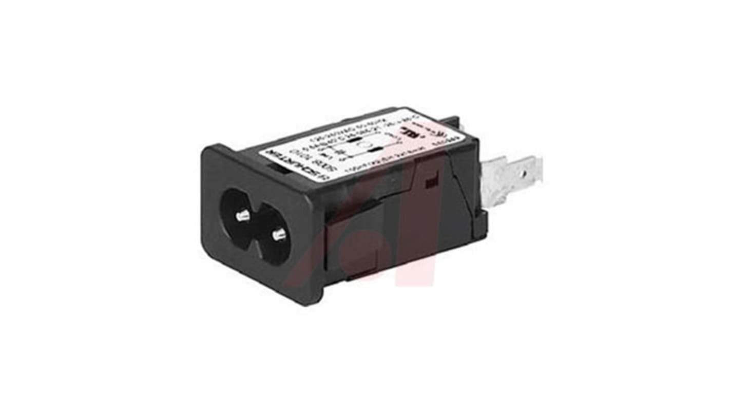 Schurter 500mA, 250 V ac Male Snap-In Filtered IEC Connector 5008.1010, Quick Connect None Fuse