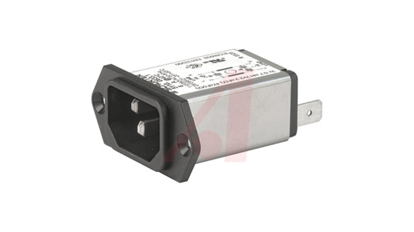 Schurter 1A, 250 V ac Male Screw Filtered IEC Connector 5110.0133.1, Quick Connect None Fuse