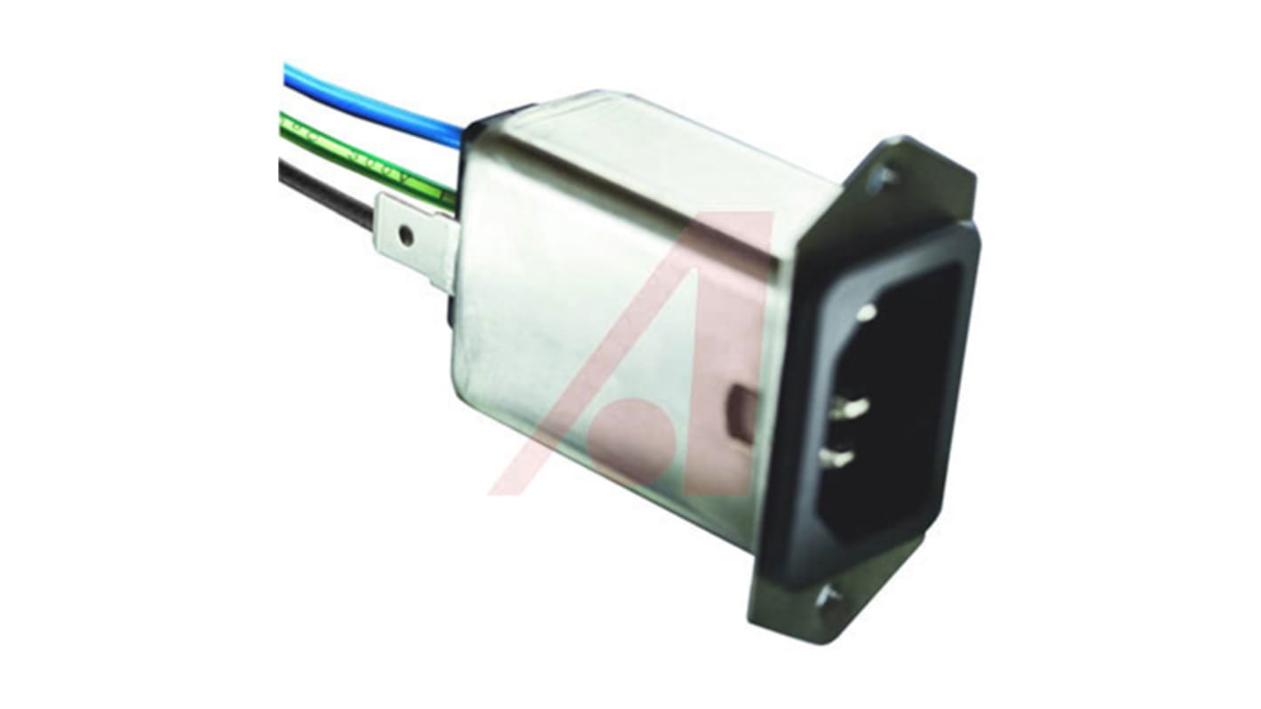 Schurter 1A, 250 V ac Male Screw Filtered IEC Connector 5120.1300.1, Quick Connect None Fuse