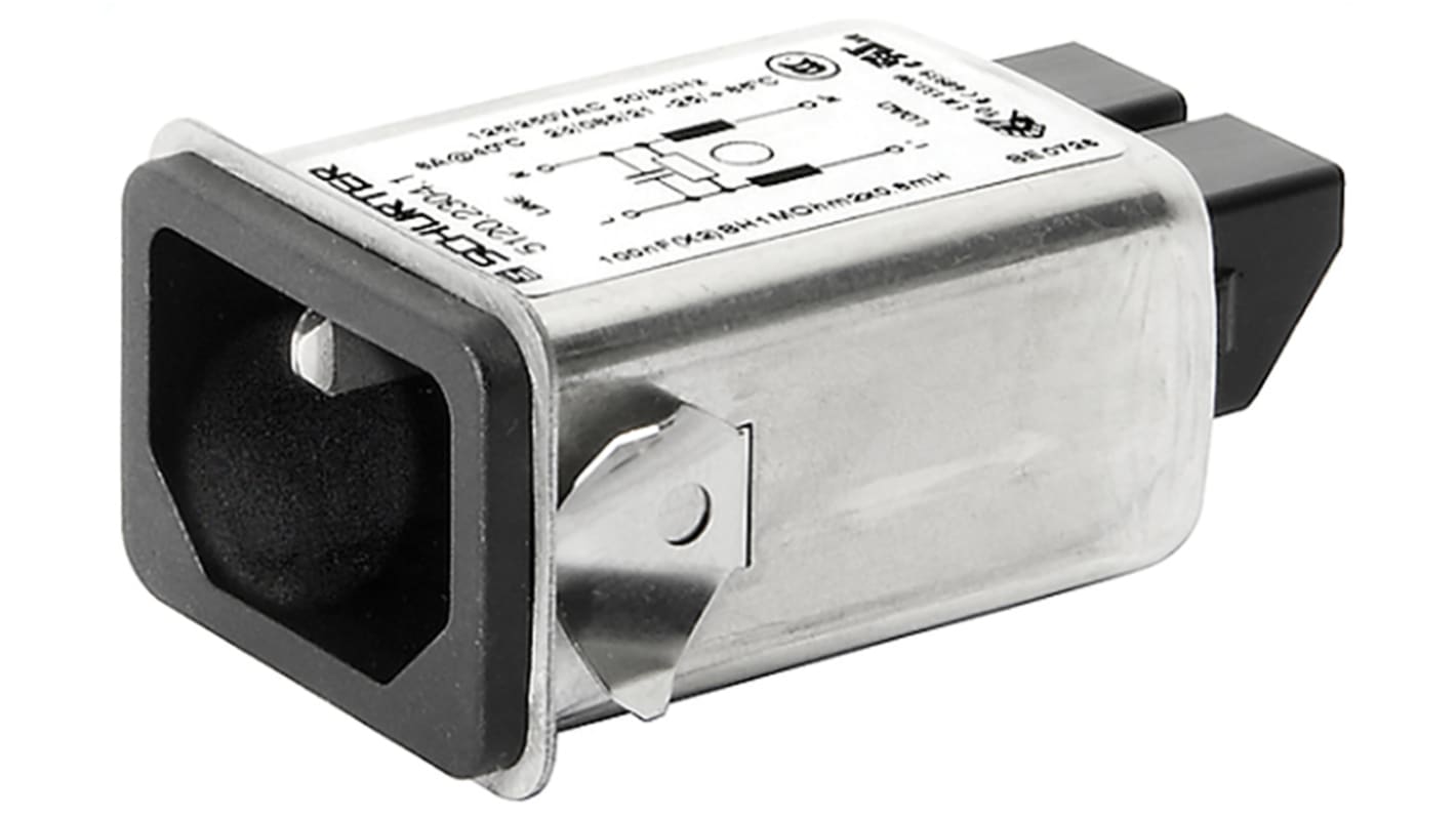 Schurter 4A, 250 V ac Male Snap-In Filtered IEC Connector 5120.2303.0, Quick Connect None Fuse