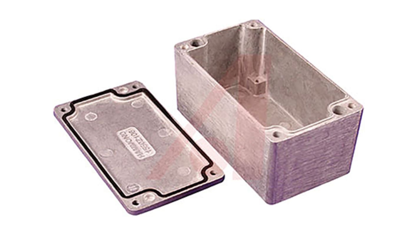 Hammond 1550 Series Natural Die Cast Aluminium Enclosure, IP66, IK08, Natural Lid, 115.4 x 65.4 x 55.4mm